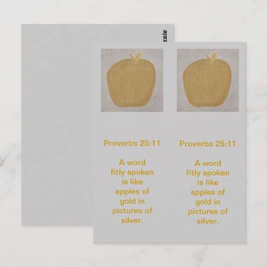 Goudappelen in afbeeldingen zilver, bladwijzer briefkaart (Voorkant / Achterkant)