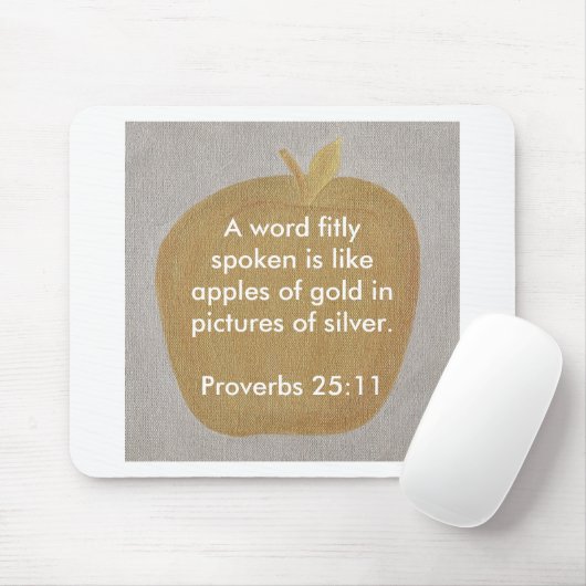 Goudappelen in afbeeldingen zilver, mousepad muismat (Met muis)