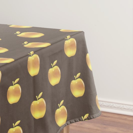 Goudappels op bruin tafelkleed (Voorbeeld)