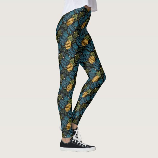 Goudappels zwarte palmbladeren leggings (Rechts)