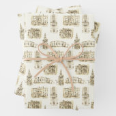 Goudarchitectuur Buffalo NY Pen & Inkt Wrapp Inpakpapier Vel (In situ)