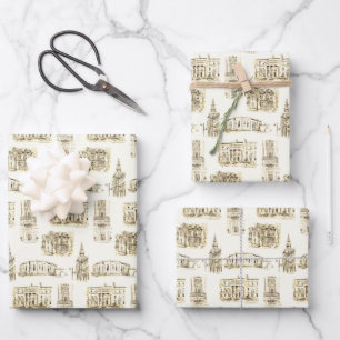 Goudarchitectuur Buffalo NY Pen & Inkt Wrapp Inpakpapier Vel