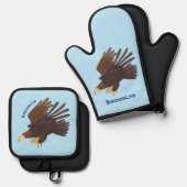 Goudarend grappige illustratie van cartoon ovenwant & pannenlap set (Voorkant / Achterkant)