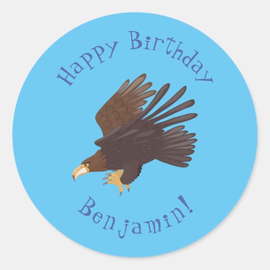 Goudarend grappige illustratie van cartoon ronde sticker (Voorkant)