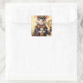Goudawhisk steampunk vierkante sticker (Tas)