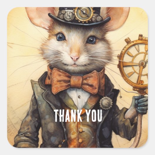 Goudawhisk steampunk vierkante sticker (Voorkant)