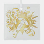 goudbalken en sterren glas ornament (Voorkant)