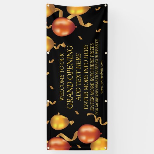Goudballonnen aanpassen Groothertogdom openen Wink Spandoek (Verticaal)