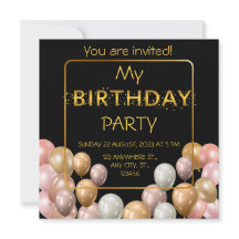 Goudballonnen. Elegant jarig