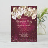 Goudballonnen Stippen Rood Pensioen Kaart (Staand voorkant)