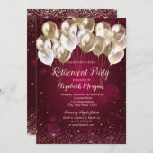 Goudballonnen Stippen Rood Pensioen Kaart (Voorkant / Achterkant)