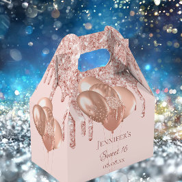 Goudballonnen van 16 roos, zoet bedankdoosjes