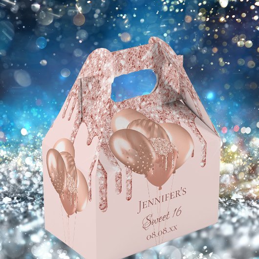 Goudballonnen van 16 roos, zoet bedankdoosjes