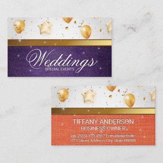 goudballonnen | viering | Evenementen Catering Visitekaartje (Voorkant / Achterkant)