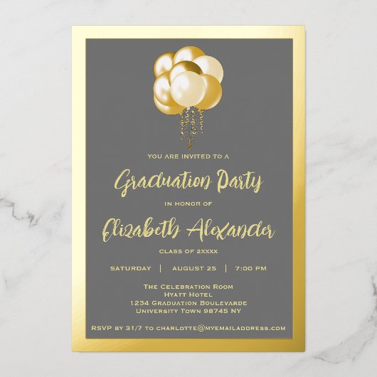 Goudballonvaarding Folie Uitnodiging (Voorkant)