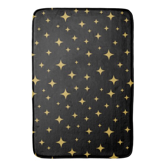 Goudbandsterren zwarte badmat (Voorkant Verticaal)