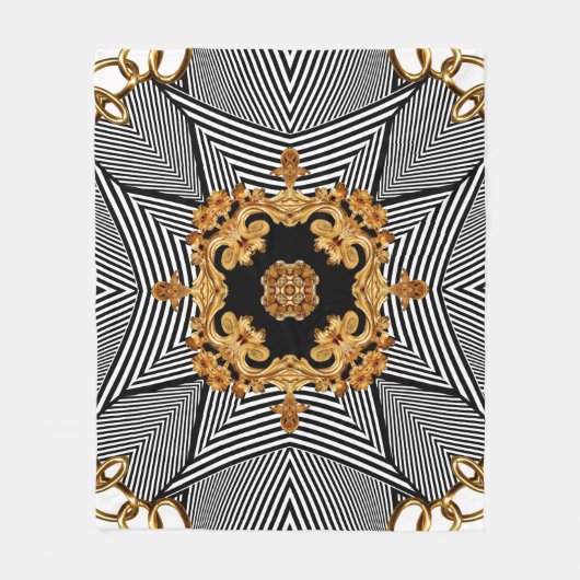 Goudbarokpatroon en kaneelvormig vormpatroon fleece deken (Voorkant)