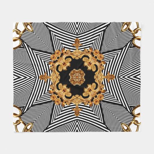 Goudbarokpatroon en kaneelvormig vormpatroon fleece deken (Voorkant (Horizontaal))