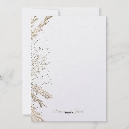 Goudbeemdje met kleur, waterverf en folie feestdagenkaart (Achterkant)