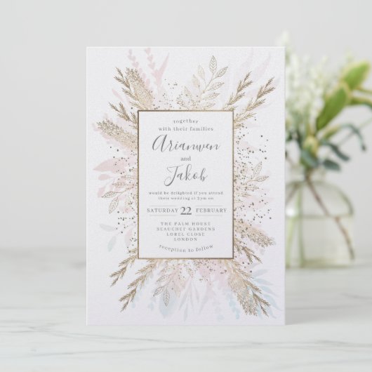 Goudbeemdje met kleur, waterverf en folie feestdagenkaart (Staand voorkant)