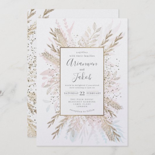 Goudbeemdje met kleur, waterverf en folie feestdagenkaart (Voorkant / Achterkant)