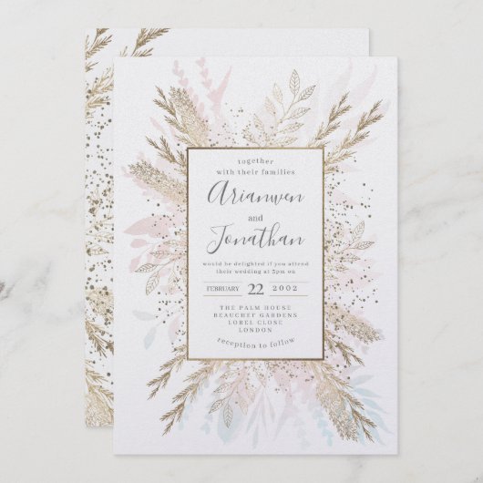 Goudbeemdje met kleur, waterverf en folie feestdagenkaart (Voorkant / Achterkant)