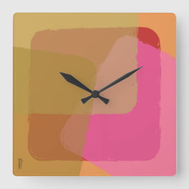  goudbeige roze Oranje Abstract Vierkante Klok