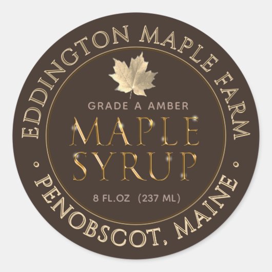 Goudbeitelde Maple Syrup Label met Gold Leaf (Voorkant)