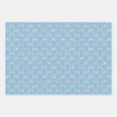 Goudbijen op blauwe en goudpapierbladen inpakpapier vel (Voorkant 3)