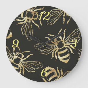 Goudbijen, op een zwarte achtergrond. grote klok