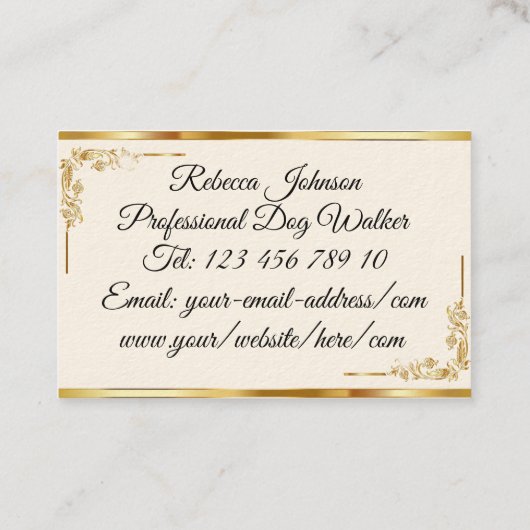 Goudblaadje bloemsparkle monogram visitekaartje (Achterkant)