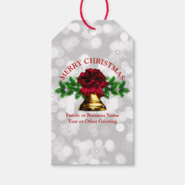 Goudblaasbalken met kerstmis cadeaulabel