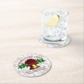 Goudblaasbalken met kerstmis ronde kartonnen onderzetter (Insitu)