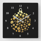 Goudblaasbare kerstglazen vierkante klok (Voorkant)