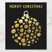 Goudblaasbare kerstglazen wijn etiket (Enkel label)