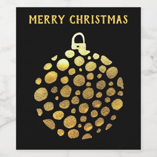 Goudblaasbare kerstglazen wijn etiket (Enkel label)