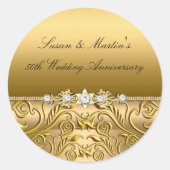 Goudblad 50e bruiloft Jubileum Sticker (Voorkant)