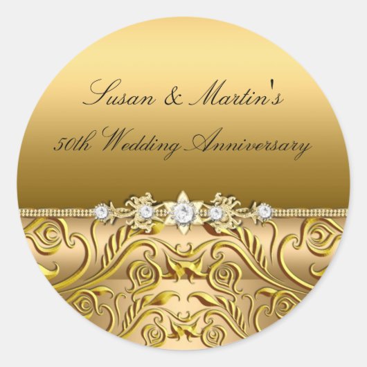 Goudblad 50e bruiloft Jubileum Sticker (Voorkant)
