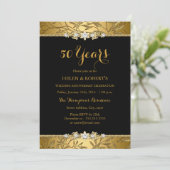 Goudblad 50ste huwelijksjubileum uitnodiging (Staand voorkant)