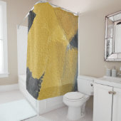 Goudblad, abstract zwart design douchegordijn (In situ)