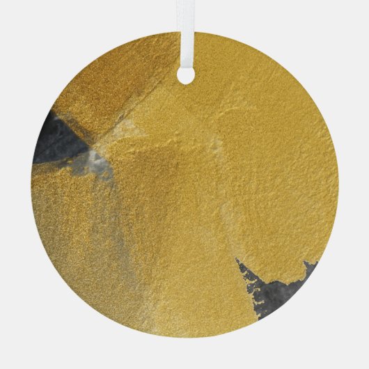 Goudblad, abstract zwart design glas ornament (Achterkant)