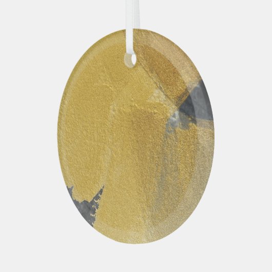 Goudblad, abstract zwart design glas ornament (Voorkant links)