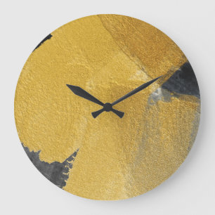 Goudblad, abstract zwart design grote klok