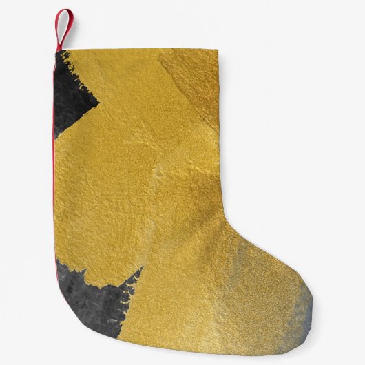 Goudblad, abstract zwart design kleine kerstsok (Voorkant)