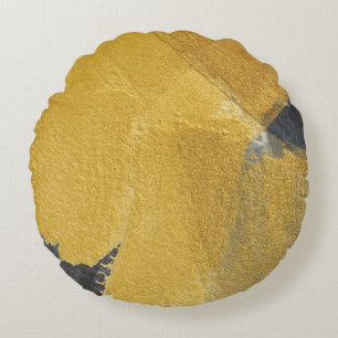 Goudblad, abstract zwart design rond kussen