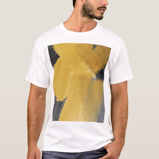 Goudblad, abstract zwart design t-shirt (Voorkant)