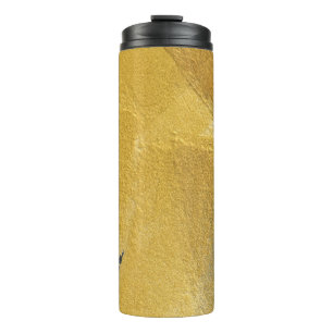 Goudblad, abstract zwart design thermosbeker