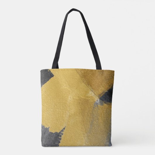 Goudblad, abstract zwart design tote bag (Achterkant)