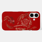 goudblad abstracte roos rood Case-Mate iPhone case (Achterkant (horizontaal))