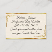 Goudblad Bloem Glitter Monogram Visitekaartje (Achterkant)